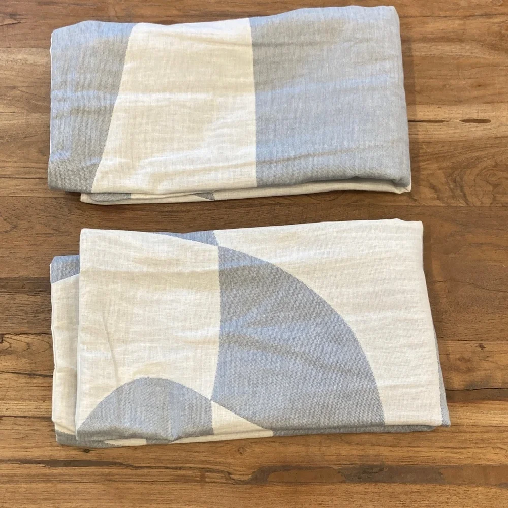 West Elm Blue and White Striped Linen Pillow Cover